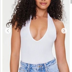 Forever 21 White Halter Bodysuit Size S